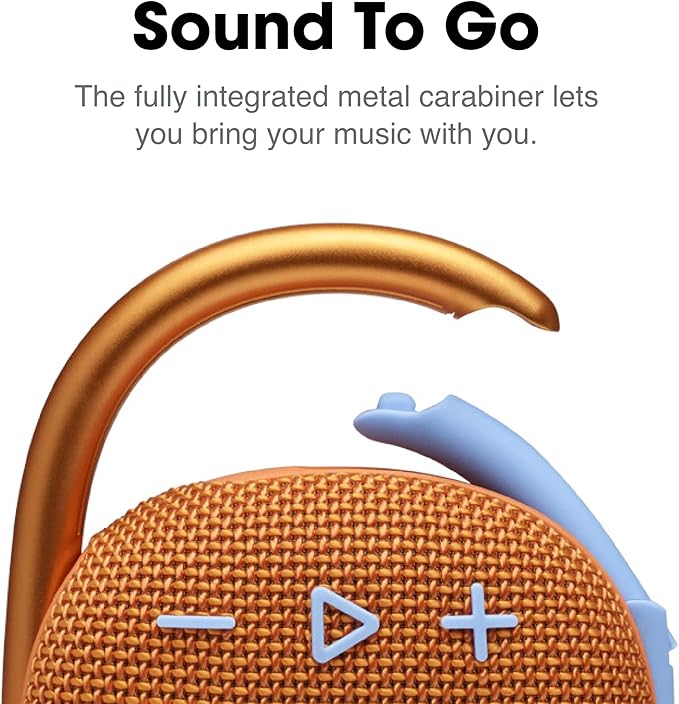 JBL Clip 4, Orange - Portable Bluetooth 5.1 Speaker - Up to 10 Hours of Play - Waterproof & Dust Resistant - Includes Noise & Echo-Canceling Speakerphone - Image 3