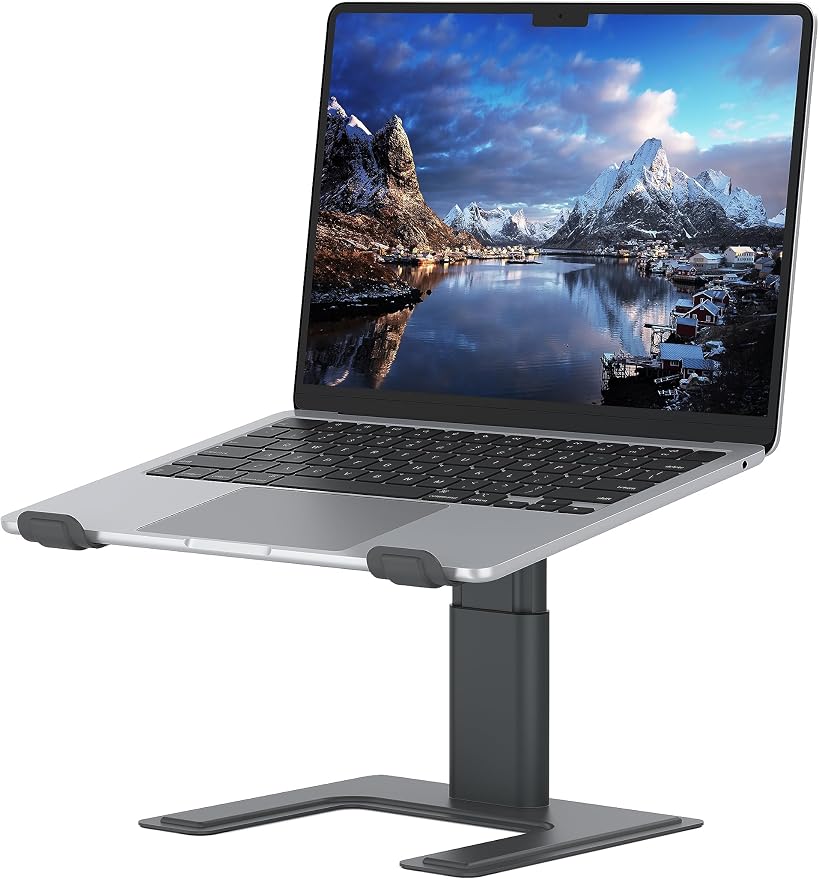 ALASHI Laptop Stand for Desk, Computer Stand Adjustable Height, Ergonomic Notebook Laptop Riser, Aluminum Metal Holder Compatible with 10 to 17.3 Inches Notebook PC Computer, Grey by ALASHImakeyourlifesimplerandeasier%EF%BC%81