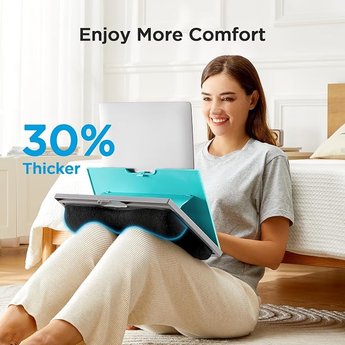 HUANUO Adjustable Lap Desk - with 8 Adjustable Angles & Dual Cushions Laptop Stand for Car Laptop Desk, Work Table, Lap Writing Board & Drawing Desk on Sofa or Bed, HNLD2TB | Dual-cushion base, carry handle, 30% thicker for durability, wider anti-slip ... - Image 3