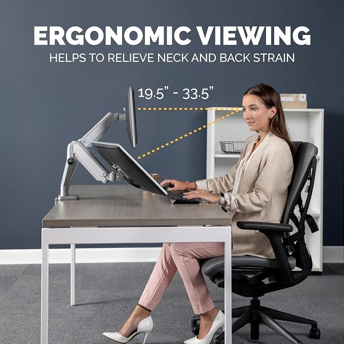 Fellowes Platinum Series Dual Monitor Arm for 40-Inch Monitors, Full Motion, 360° Rotation, VESA Mount with Grommet or Clamp, USB Ports, Ergonomic, Silver, 8056501 - Image 8