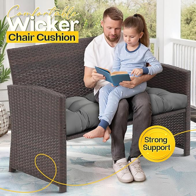 MAGIC ELEPHANT Outdoor Bench Cushion, Memory Foam Loveseat Cushion for Patio Furniture Wicker Chair, Settee Porch Swing Seat Cushion, 44 x 19 Inches (Grey) - Image 7