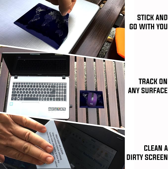 Adhesive Mouse Pad - Peel and Sticks to Any Surface - Travel Mouse Pad, Sticky for Any Surface - Excellent Tracking - Earth Night MAP - Image 2