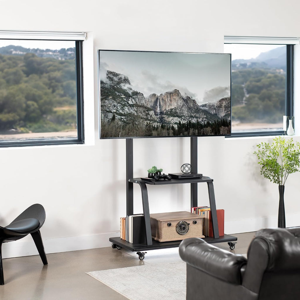 VIVO Mobile TV Cart with Dual Level Shelving for 42-100 in Screens - Image 2