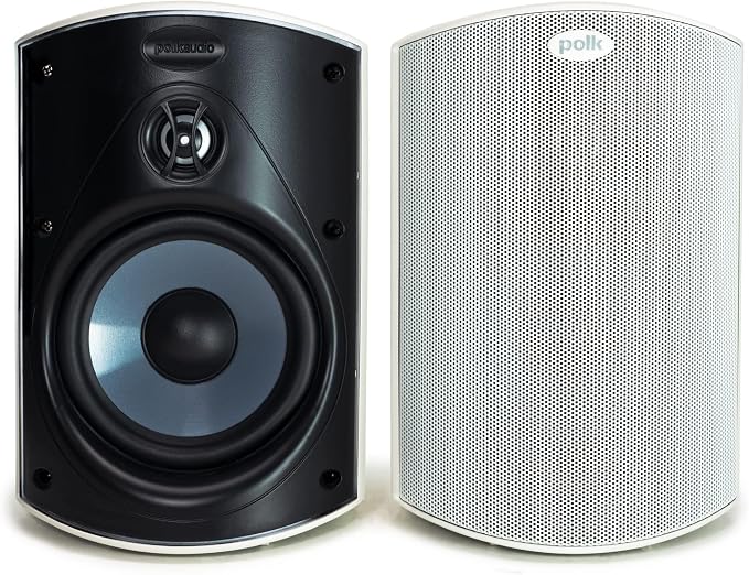 Polk Audio Atrium 4 Outdoor Speakers with Powerful Bass (Pair, White), All-Weather Durability, Broad Sound Coverage, Speed-Lock Mounting System (Pack of 8) by PolkAudio