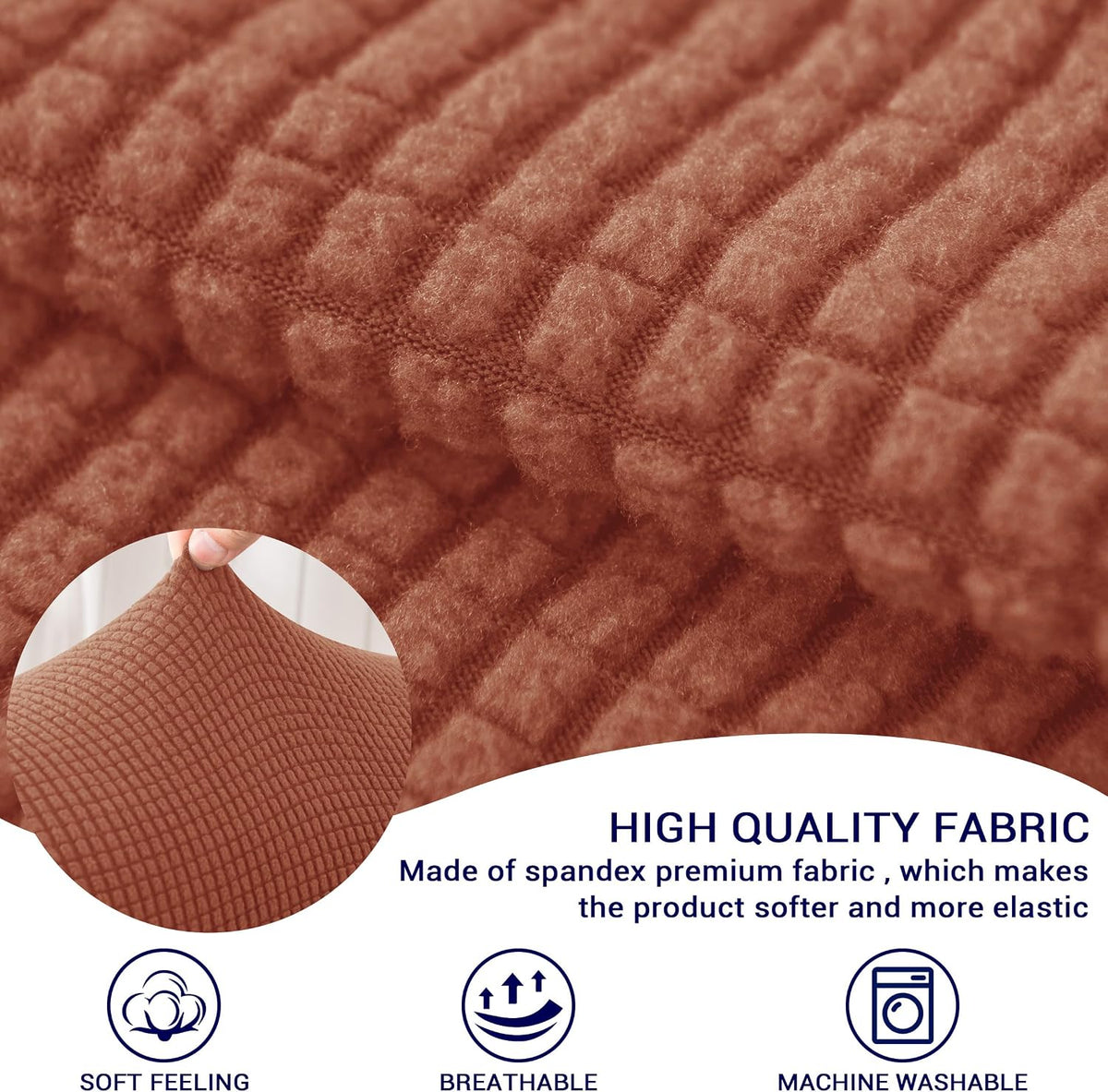 SUBRTEX Stretch Armrest Covers Spandex Arm Covers for Chairs Couch Sofa Armchair Slipcovers for Recliner Sofa with Twist Pins 2pcs (Brick) - Image 4