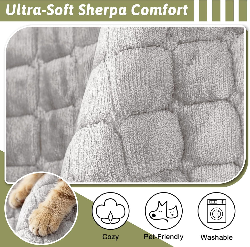 Universal Flannel Recliner & Armchair Covers with Pockets - Image 4
