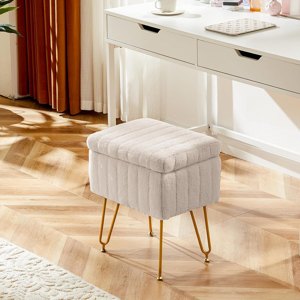 DUMOS Vanity Stool Chair, Ottoman with Storage for Living Room, Bedroom - Image 8