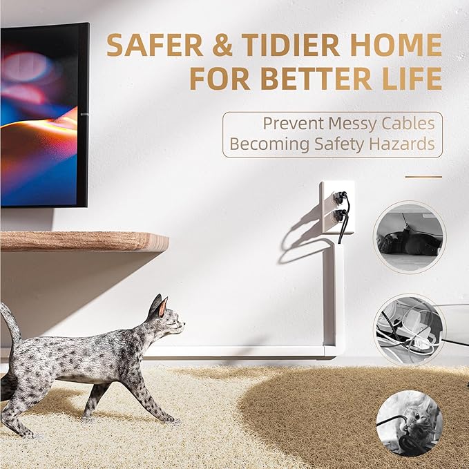 Delamu Cord Hider, 85in Cord Covers for 2-3 Wires on Wall, Self-Adhesive Cable Hider, Paintable Wire Hiders Wire Covers for TV Cords on Wall, Easy Mount Cable Cover Raceway Kit, W0.95 H0.55in, White - Image 5