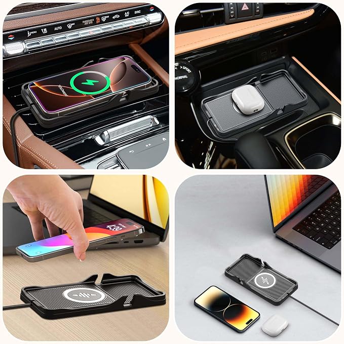 Wireless Car Charger Pad for iPhone 17/16/15/14/13/12 & Samsung, Non Slip Fast Wireless Charging Pad for Car Dashboard Console, Portable USB A Phone Charger for Vehicle SUV Truck Travel - Image 8