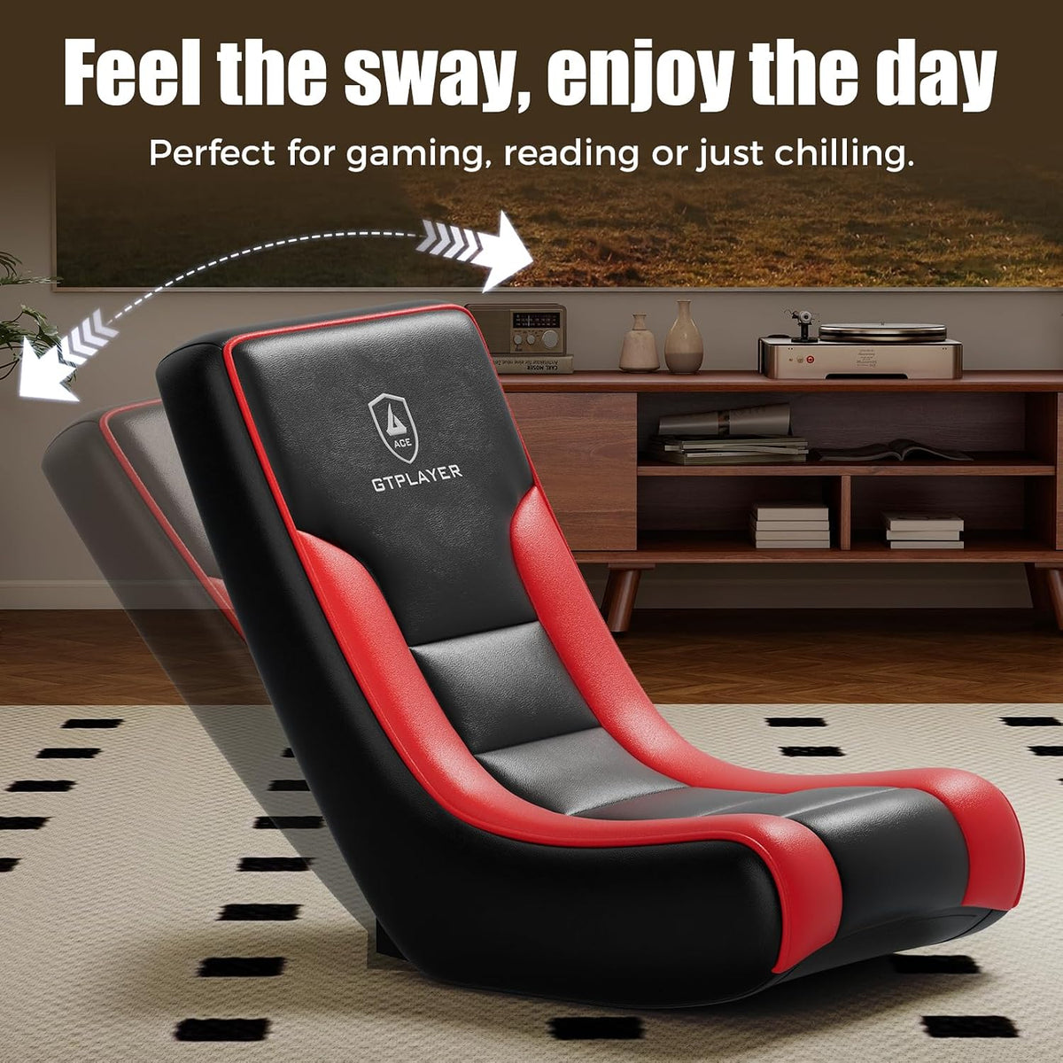 GTPLAYER Floor Rocker Gaming Chair – Adjustable Angle Limiter, Ultra Lightweight Ergonomic Floor Rocking Game Seat for Gaming and Lounging, Ruby Red - Image 4