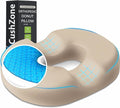 Donut Pillow Seat Cushion, Cooling Gel Memory Foam Chair Cushion, Khaki | Office, Home & Car Seat Cushion, Butt Pillow for Tailbone Pain Relief, Hemorrhoids and Everyday Sitting Comfort by CushZone