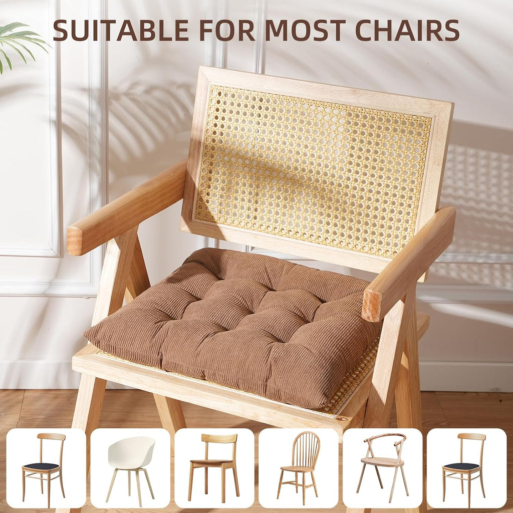 HLOVME Corduroy Chair Cushion with Ties Ultra Soft Warm Floor Cushion for Kids Reading Nook Comfortable Square Seat Cushion for Adult 15.7”x15.7”, Khaki - Image 3