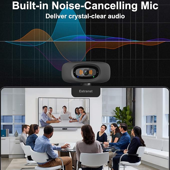 2K Quad HD Webcam with Privacy Cover & Noise-Canceling Microphone & USB C Adapter, Video Web Streaming Camera for PC Computer Desktop Laptop Mac Zoom Teams &More, 2pcs Cable Organizer - Image 3
