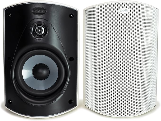 Polk Audio Atrium 5 Outdoor Speakers with Powerful Bass (Pair, White) | All-Weather Durability, Broad Sound Coverage, Speed-Lock Mounting System by PolkAudio