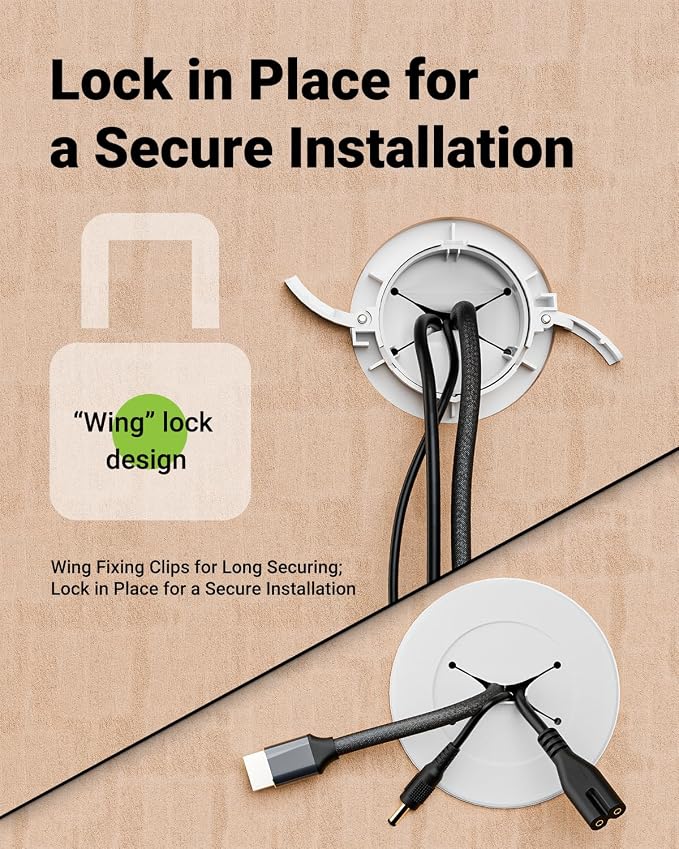 in Wall Cable Management Kit, TV Wire Hider Kit for Wall Mounted TV | Slim Pass Through with Hole Saw, for Network, HDMI, Speaker Cables, Coaxial, White, 2 Pack - Image 4