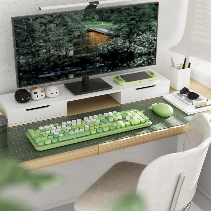 Colorful Wireless Keyboard and Mouse Combo Green Colorful | Full-Sized Office Keyboard with Typewriter Flexible Keys, 2.4GHz Dropout-Free Connection, Optical Mouse for PC Laptop - Image 2
