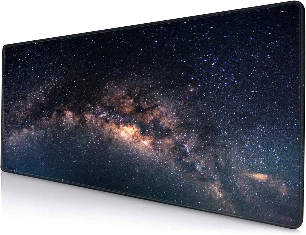 Large Gaming Mouse Pad with Stitched Edges, Galaxy Desk Mat, Extended XL Keyboard Pad, Non-Slip Rubber Base Desk Pad for Keyboard and Mouse, 31.5X11.8 inch by SANWUMIAN
