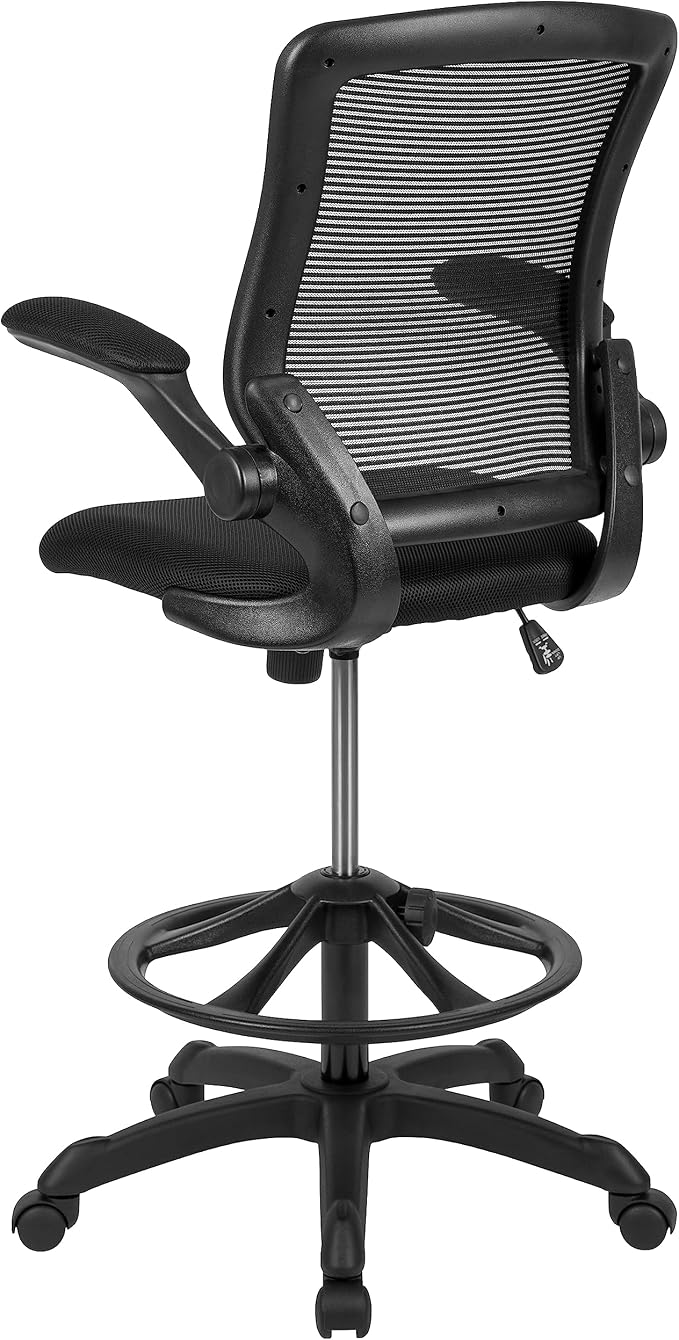 Flash Furniture Kale Mid-Back Swivel Office Chair with Adjustable Foot Ring, Lumbar Support, and Seat Height, Ergonomic Mesh Executive Chair, Black - Image 11