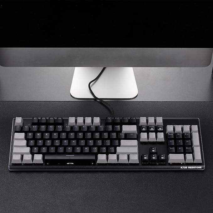 Hexgears GK735 Wired Full Size Mechanical Keyboard, Aluminum Housing Built for Gamers w/Kailh Box White Switch, White Backlit + Surrounded by RGB Light Strip, 104 Keys Gaming Keyboard for PC/Mac - Image 5