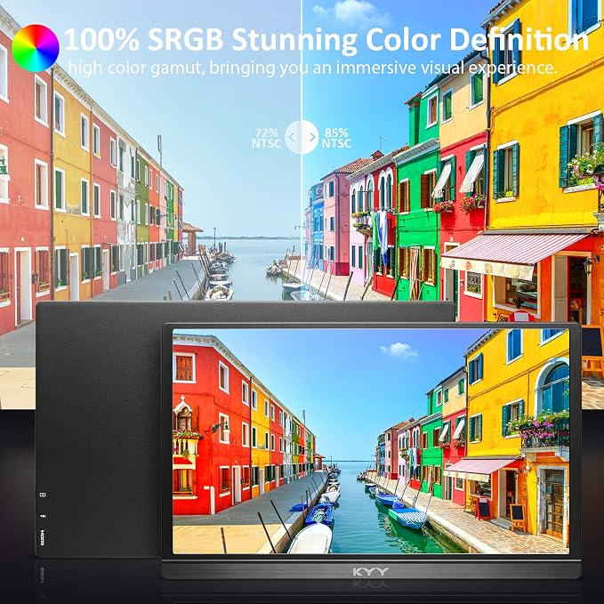 KYY Portable Monitor 15.6'' FHD 1080P Portable Laptop Monitor USB C HDMI Gaming Monitor - Image 2