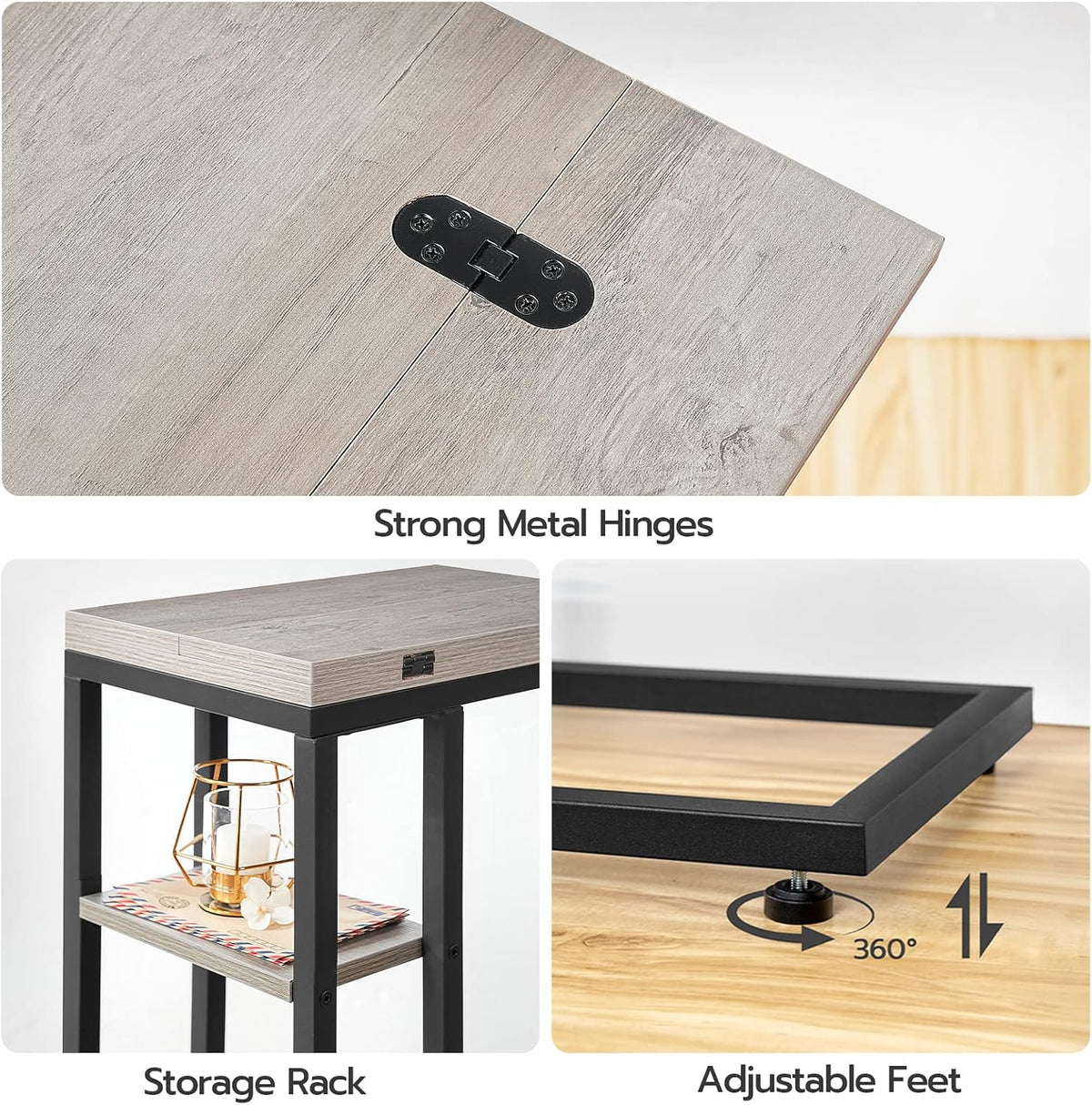 HOOBRO Foldable C Shaped End Table, C Shaped Side Table with Storage Shelf - Image 8