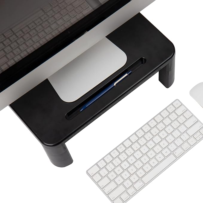 Mind Reader Monitor Stand, Height Adjustable, Laptop, Computer, Riser, Office, 15" L x 9.5" W x 4.25" H, Set of 2, Black - Image 5