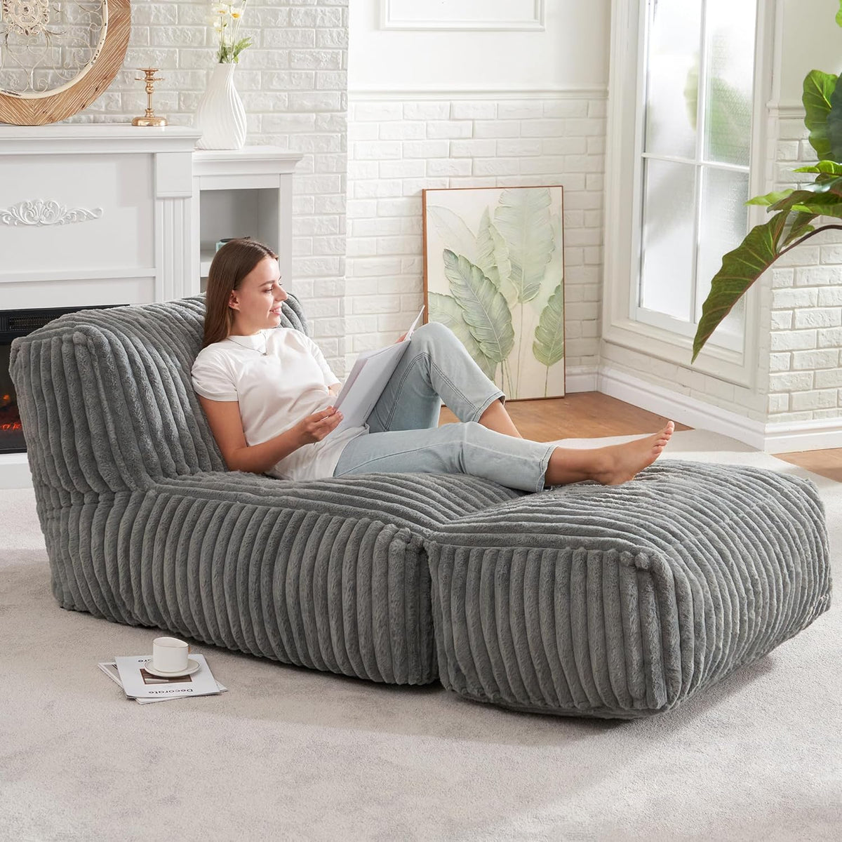 Hobestluk Large Bean Bag Chairs for Adults Giant BeanBag Couch Lounger by Hobestluk