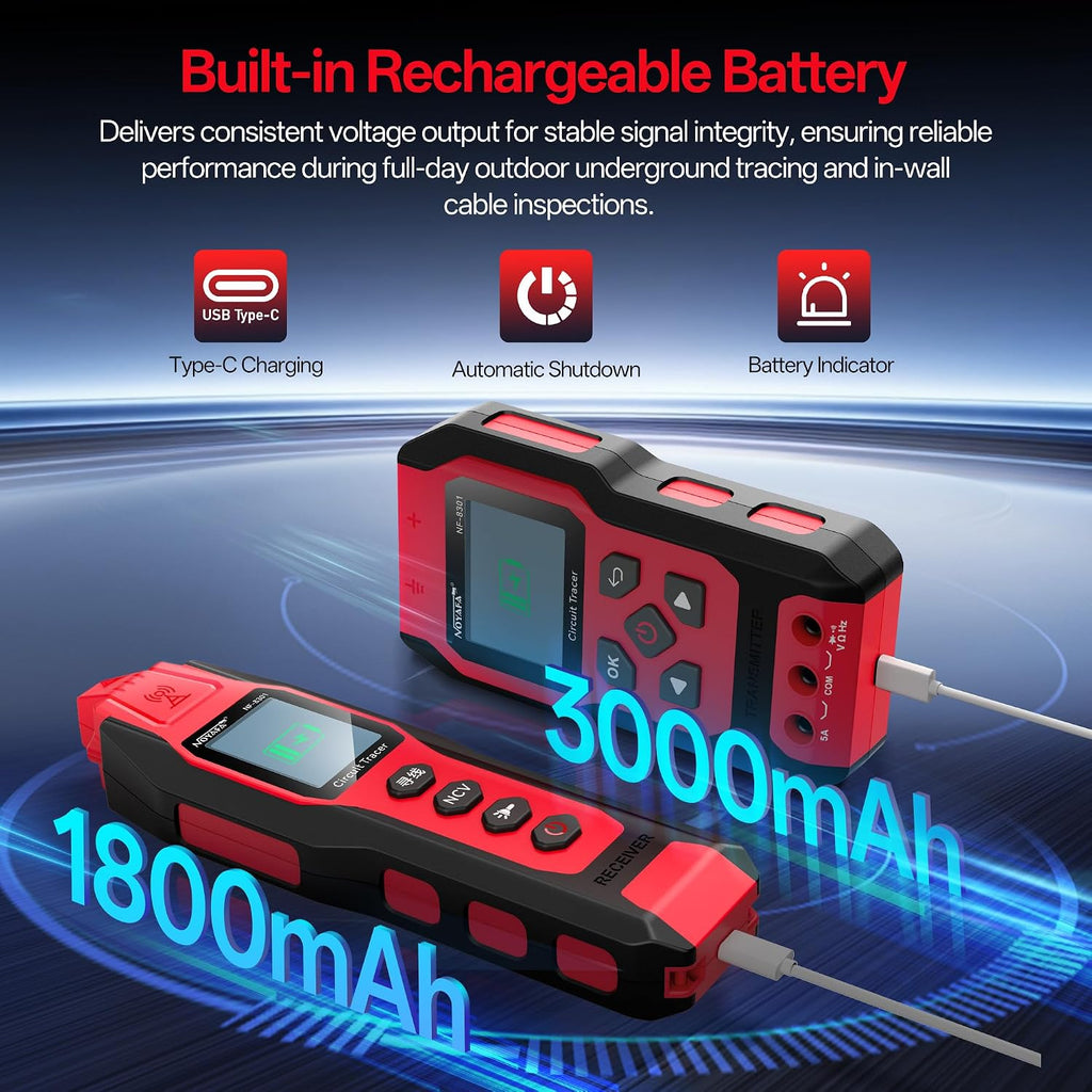 NOYAFA NF-8301 Circuit Tracer, Underground Wire Locator &Digital Multimeter - Image 8