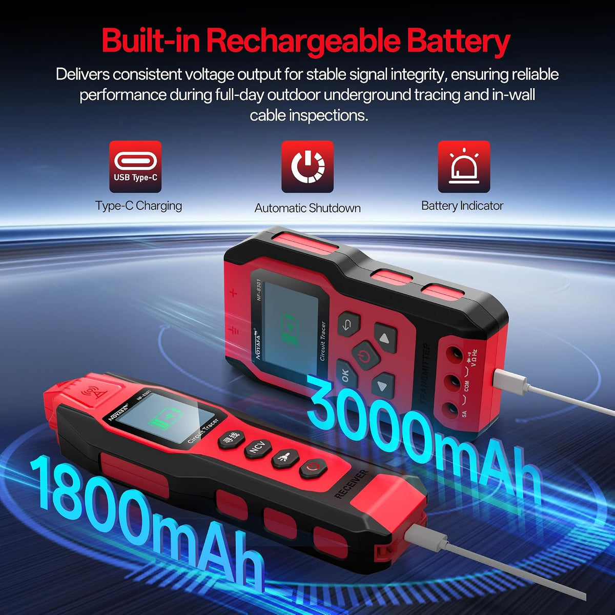 NOYAFA NF-8301 Circuit Tracer, Underground Wire Locator &Digital Multimeter - Image 8