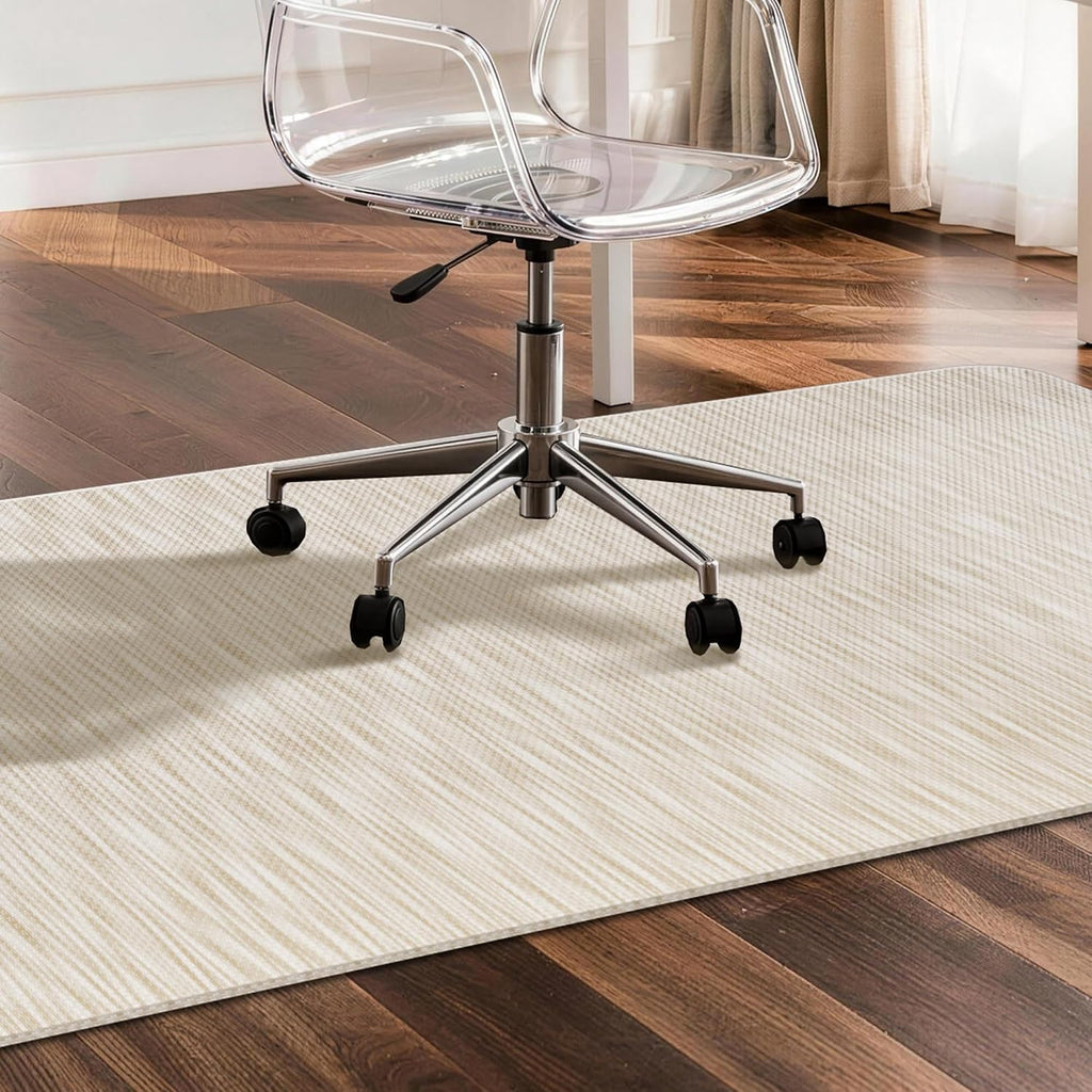 Office Chair Mat for Hardwood Floor 36" x 48", Oatmeal PVC Floor Protector by labeta