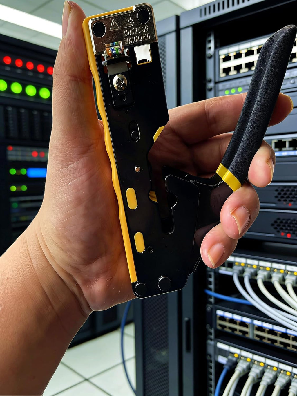 Network Tool Kit for Cat6 Cat5e Cat5, Pass Through RJ45 Crimp Tool Kit, Ethernet Crimper Cat6 Cat5e Cat5 Crimping Tool with Wire Tracker, Pass Through Connectors - Image 4