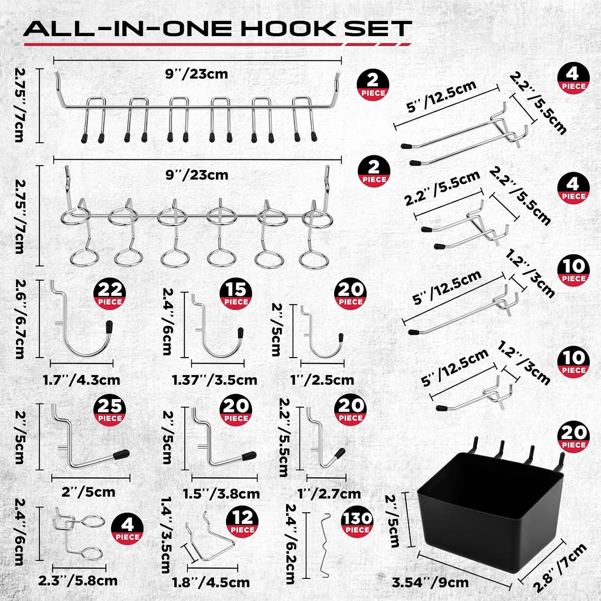 320PCS Pegboard Accessories Kit, Pegboard Hooks Assortment with Bins and Stainless Steel Peg Locks, Tool Organizer for 1/8" and 1/4" Pegboards, Garage Wall Organization, Workshop and Tool Storage - Image 2
