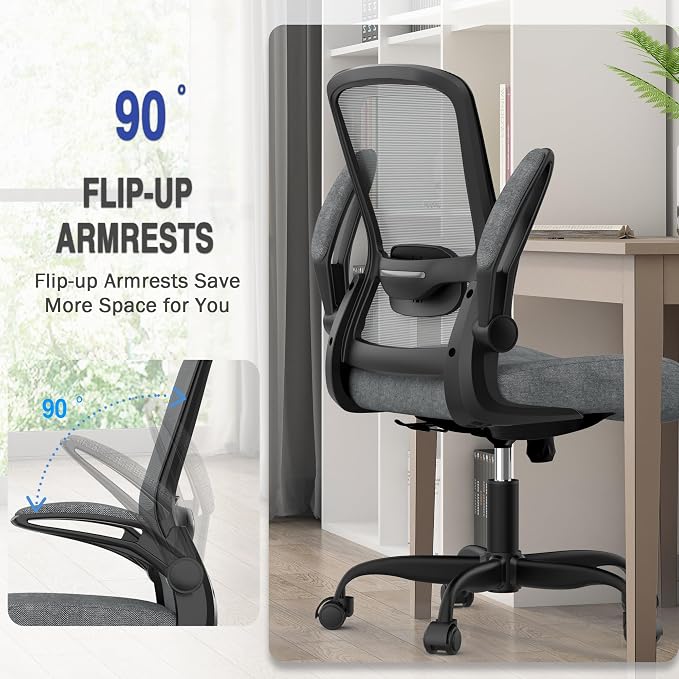 Ergonomic Office Chair w/Adjustable Lumbar, Flip Armrest, 135° Recline | Supports 300 lbs · Seat 19.48"–23.4" · Breathable mesh · 20–30 min assembly · 5-year warranty - Image 6