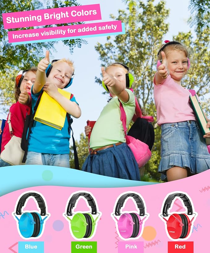 ZOHAN 032 Kids Noise Cancelling Headphones - 25dB NRR Kids Ear Protection, Hearing Protection Safety Ear Muffs for School Monster Truck Fireworks Traveling Studying Concerts Autism - Hot Pink - Image 6