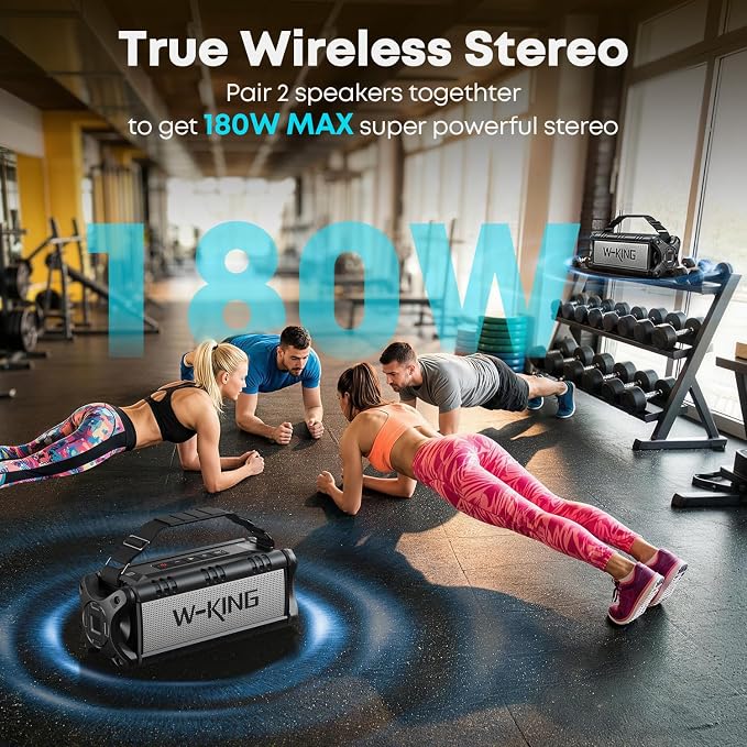 W-KING Bluetooth Speaker Loud, 90W Max IPX6 Waterproof Portable Outdoor Speaker, 50W Deep Bass Subwoofer/40H/EQ/Dual Pairing/TF/AUX, Large Boombox Wireless Speakers for Home, Party, Camping, Beach - Image 3