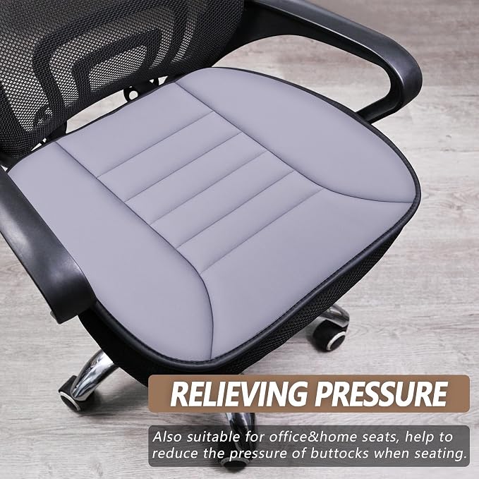 2PCS Car Seat Cushion Pad 1.2" Thick Comfort Seat Protector for Car Driver Seat Office Chair Home Use Memory Foam Seat Cushion with Non Slip Bottom, 20'' x 18.5'', Gray - Image 6