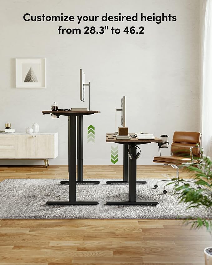 BANTI 55 x 24 Inches Standing Desk, Height Adjustable Electric Standing Desk, Stand up Table, Sit Stand Home Office Desk with Splice Board, Rustic Brown - Image 4