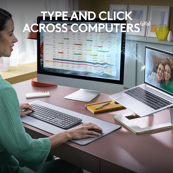 Logitech MK955 Signature Slim Wireless Keyboard Mouse Combo | For larger hands, quiet typing and clicking, switch across three devices, Bluetooth, Multi-OS, for Windows and Mac - Image 3