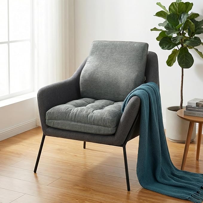 baibu Memory Foam Small Recliner Cushions with Lumbar Support Pillow Set, 18x16x4 Inch Dual-Layer Design Non-Slip Recliner Seat Cushion & Back Support Pillow for Reduce Hip & Lumbar Pain, Grey - Image 8