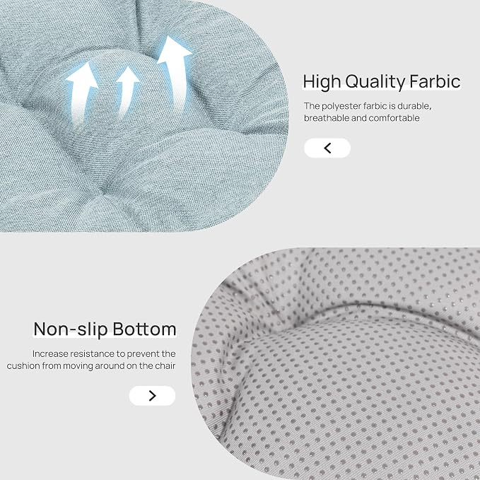 Love's cabin Memory Foam Chair Cushions Set of 4, 15.5 Inch, Light Blue | 15.5"x15.5"x3.5", Indoor & Outdoor Chair Seat Pads with Non-slip Bottom and Ties, for Dining, Kitchen, Office and Patio Chair - Image 5