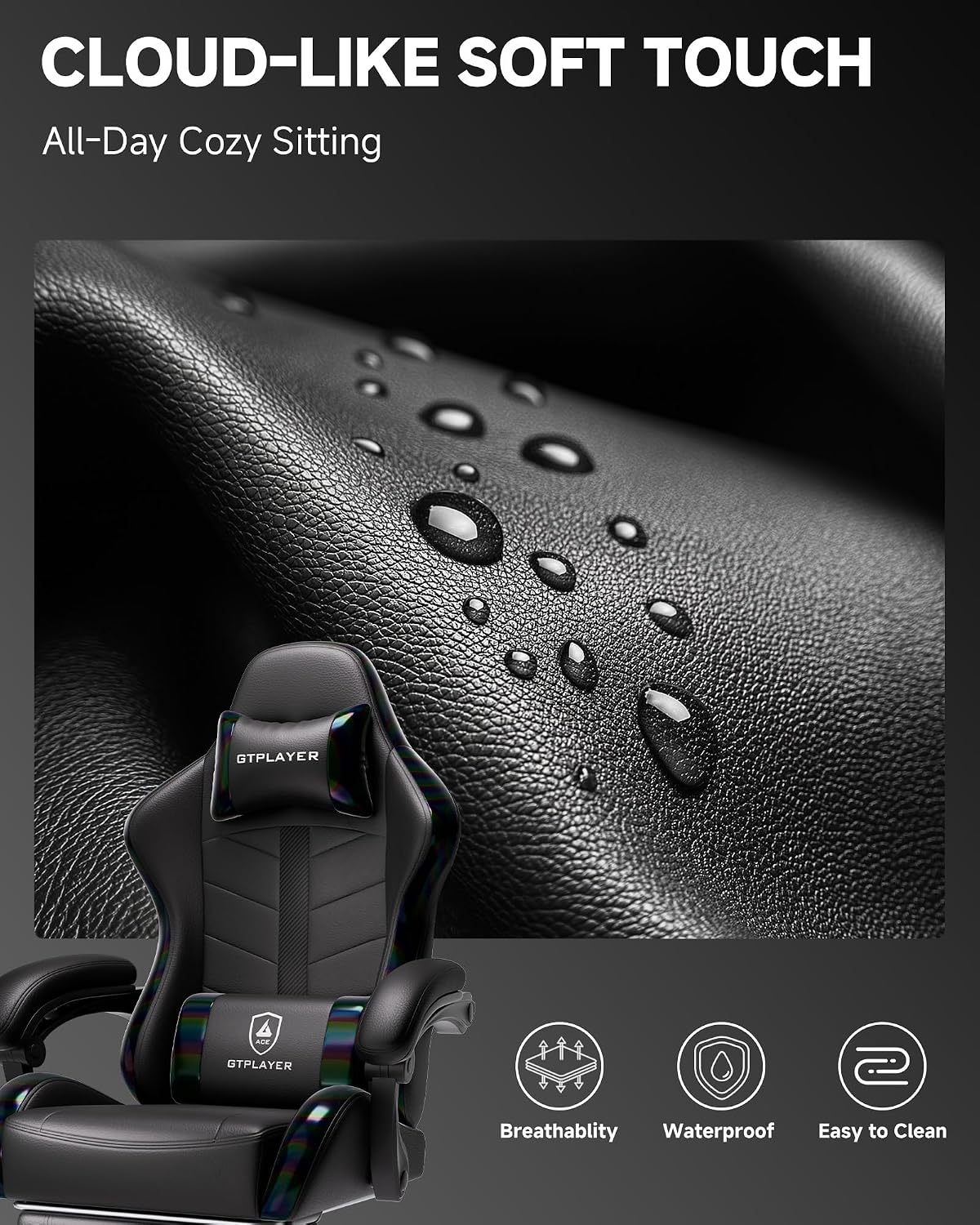 GTPLAYER Gaming Chair, Computer Game Chair for Adults, Colorful Black - Image 7