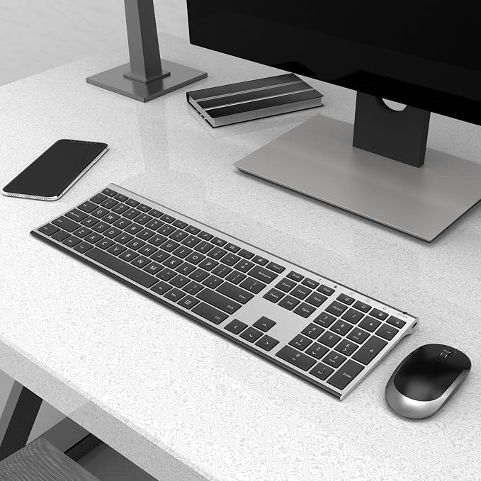 Vssoplor Wireless Keyboard and Mouse, Rechargeable Ultra Slim, Dark Gray | Quiet Full-Size Keyboard and Mouse Combo Set, for Laptop, PC, Notebook, Desktop, 2.4GHz Stable Connection, for Office/Home - Image 7