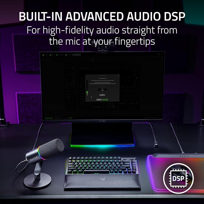 Razer Seiren V3 Pro Microphone, Dynamic USB Type C & XLR Mic, Black | 32-bit Float Support, Built-in Audio DSP, AI Noise Removal, Shock Absorber & Pop Filter, Chroma RGB Lighting Ring, Streaming - Image 3