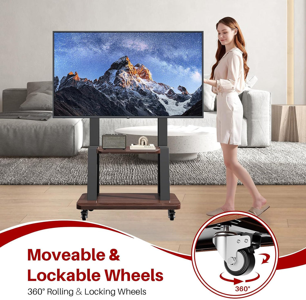 Rolling TV Stand for 32-75 Inch TVs up to 180 lbs, Black - Image 4