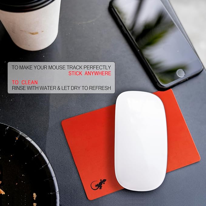 Mouse Pad Adhesive Bottom - Sticks to Any Surface - Portable - Webcam Covers and Screen Cleaner Included (Red) - Image 7