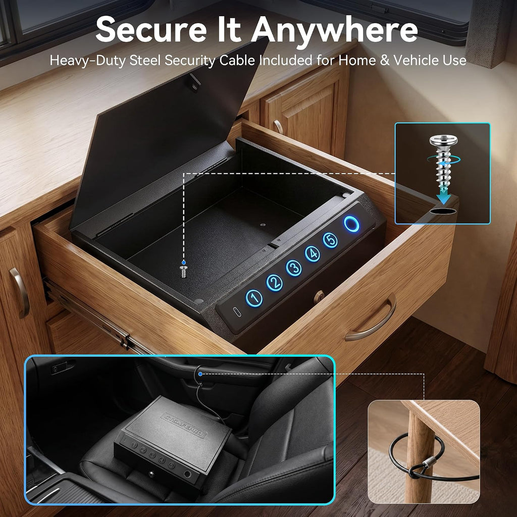 Gun Safe,Biometric Fingerprint Gun Safe for Handgun Pistol Safes CTSAFEPRO - Image 4