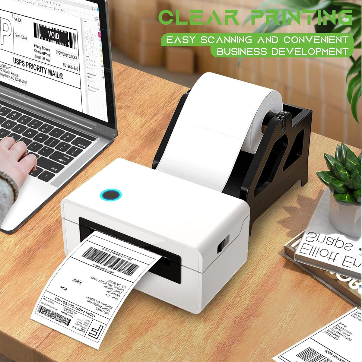 MFLABEL 4x6 Direct Thermal Shipping Labels - 32 Rolls of 450 Labels/Roll, Compatible with Zebra 2844/ZP450/ZP500/ZP505, USPS/FedEx/UPS/Amazon Shipping, Smudge-Resistant & Permanent Adhesive - Image 3