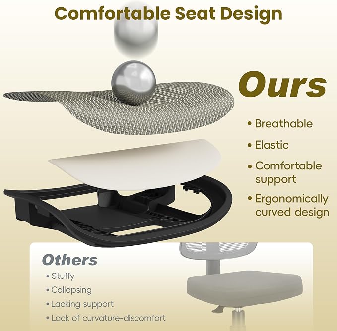 Ergonomic Office Chair, Mesh Computer Desk Chairs with Adjustable Lumbar Support, 3D Armrests, Tilt Function, Comfy Wide Seat, Swivel Executive Work Task Chair for Company and Home - Image 8
