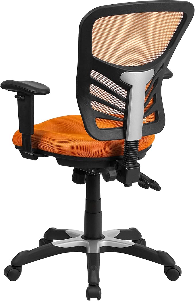 Flash Furniture Nicholas Mid-Back Swivel Office and Gaming Chair, Ergonomic Mesh Office Chair with Adjustable Lumbar Support and Height, Orange - Image 4