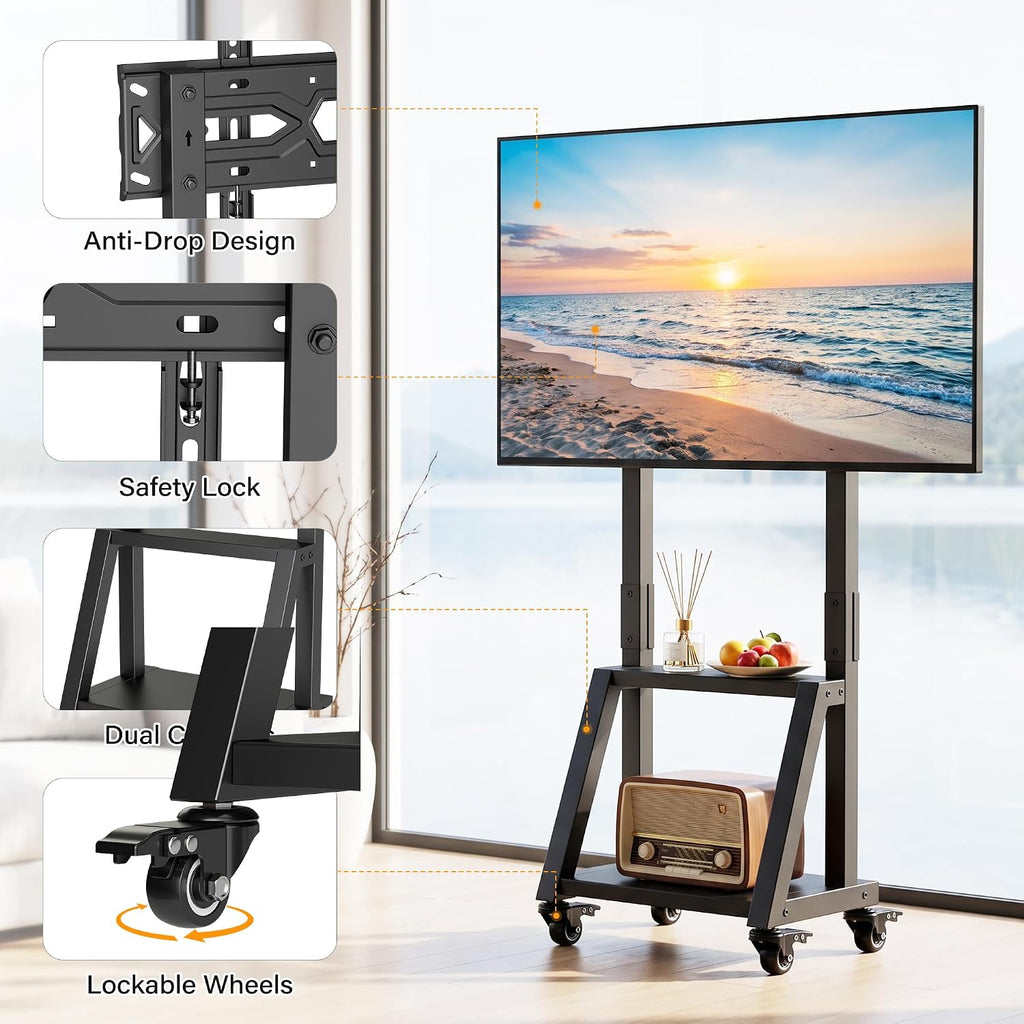 Heavy Duty TV Carts on Wheels for 23-50" TVs Rolling Floor Stand - Image 7